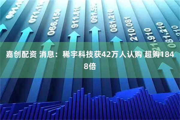 嘉创配资 消息：稀宇科技获42万人认购 超购1848倍