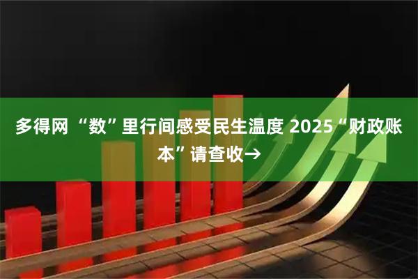 多得网 “数”里行间感受民生温度 2025“财政账本”请查收→